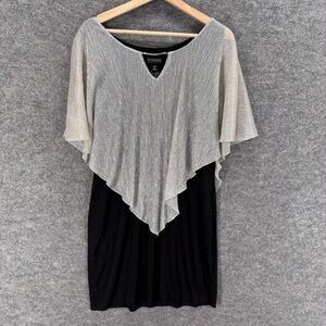 Connected Apparel Black and Silver Asymmetrical Dress